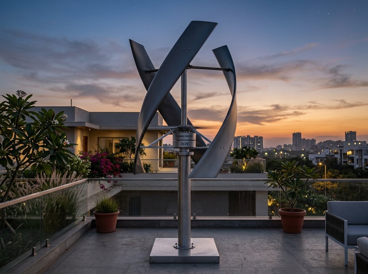 1kW to 5kW Vertical Axis Wind Mill on Rooftop